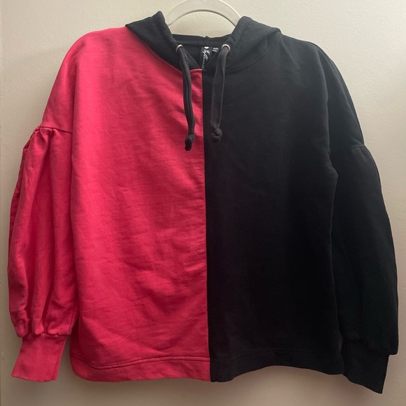 ASOS PINK & BLACK COLOR BLOCK HOODIE - Picture 2 of 5